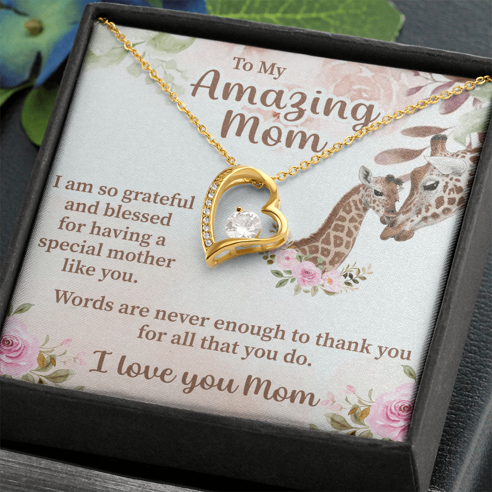 To My Amazing Mom Forever Love Necklace – Meaningful Gift for Mother – Birthday, Mother's Day, or Christmas Jewelry