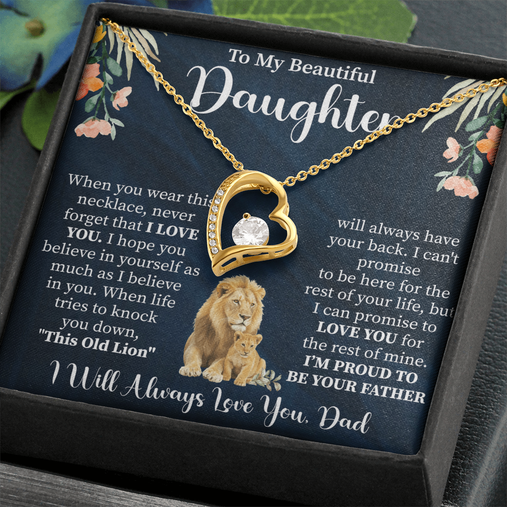 To My Beautiful Daughter Forever Love Necklace, Gift for Daughter from Mom Dad, Heart Pendant with Message Card, Meaningful Daughter Jewelry