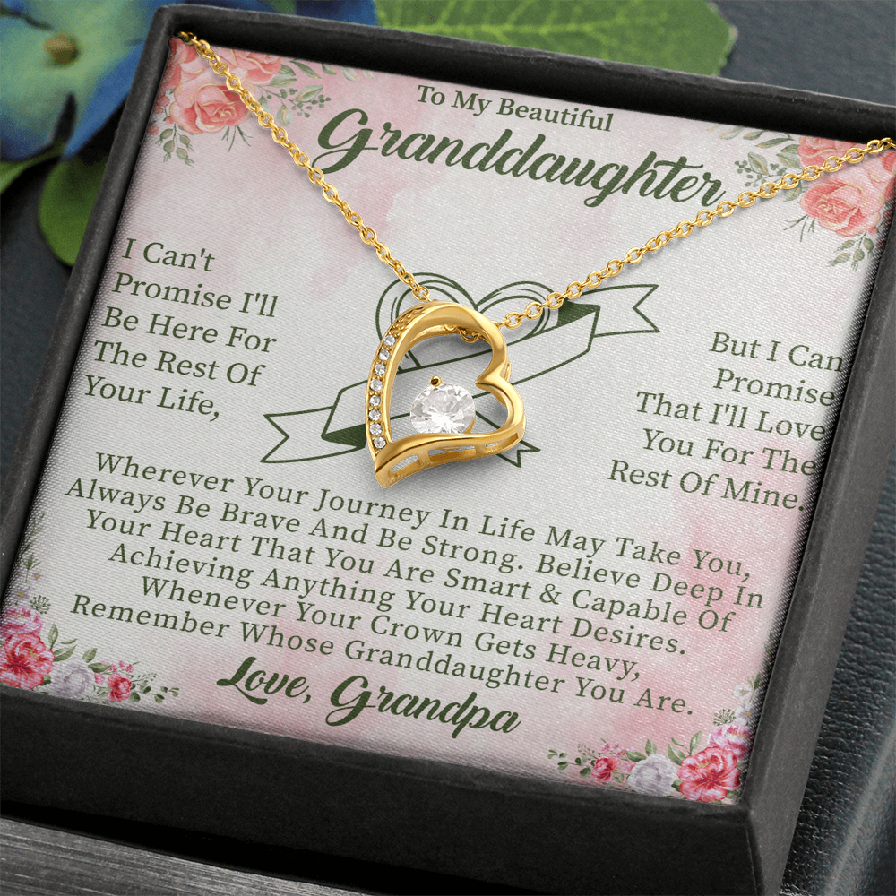 To My Beautiful Granddaughter Forever Love Necklace – Meaningful Gift from Grandparents – Birthday or Graduation Jewelry