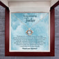 To My Amazing Teacher Crown Pendant Necklace – Teacher Appreciation Gift – Thank You Teacher Jewelry with Message Card
