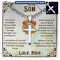 To My Son Personalized Cross Necklace – Cuban Link Chain – Meaningful Gift from Mom or Dad with Message Card