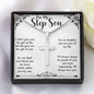 For My Step Son Artisan Cross Necklace – Meaningful Christian Gift for Stepson – Stainless Steel Cross with Snake Chain & Message Card
