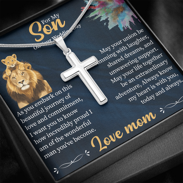 Artisan Cross Necklace for Son – Snake Chain Christian Jewelry – Birthday, Graduation, or Confirmation Gift