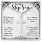 For My Step Son Artisan Cross Necklace – Meaningful Christian Gift for Stepson – Stainless Steel Cross with Snake Chain & Message Card