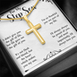 For My Step Son Artisan Cross Necklace – Meaningful Christian Gift for Stepson – Stainless Steel Cross with Snake Chain & Message Card