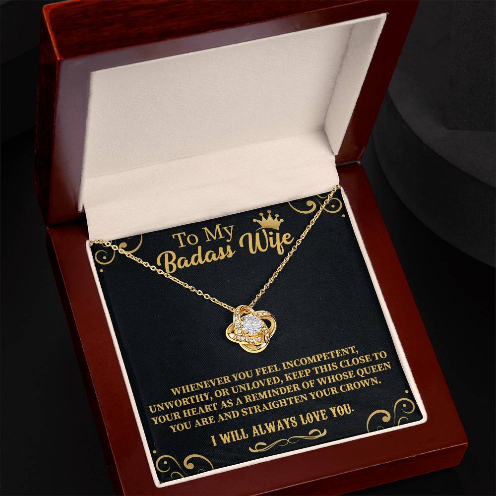 Badass Wife Love Knot Necklace – Bold & Meaningful Jewelry Gift - Beauty Belliss
