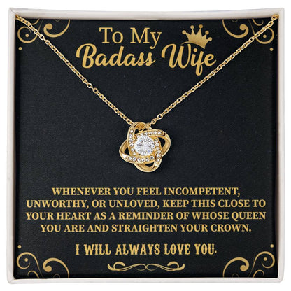 Badass Wife Love Knot Necklace – Bold & Meaningful Jewelry Gift - Beauty Belliss