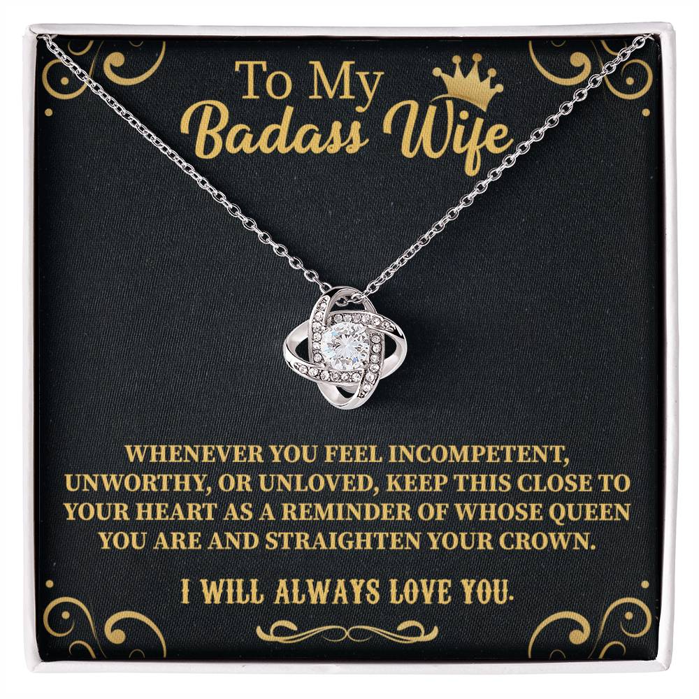 Badass Wife Love Knot Necklace – Bold & Meaningful Jewelry Gift - Beauty Belliss