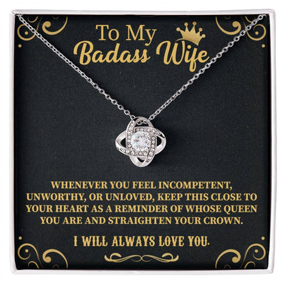 Badass Wife Love Knot Necklace – Bold & Meaningful Jewelry Gift - Beauty Belliss
