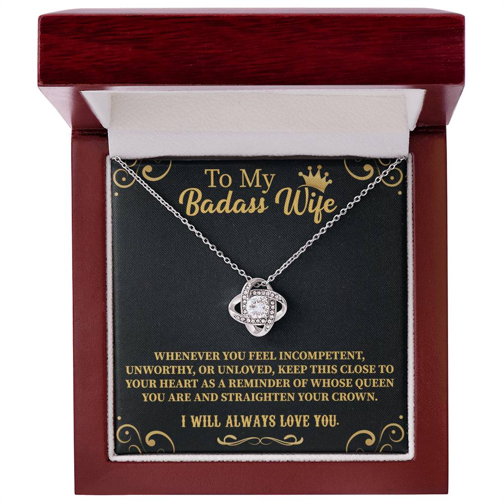 Badass Wife Love Knot Necklace – Bold & Meaningful Jewelry Gift - Beauty Belliss