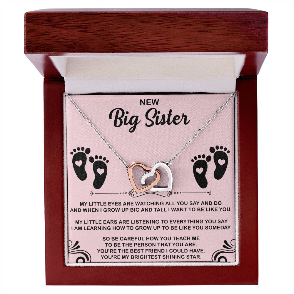 big sister necklace presented in a beautiful gift box ready for a heartfelt surprise