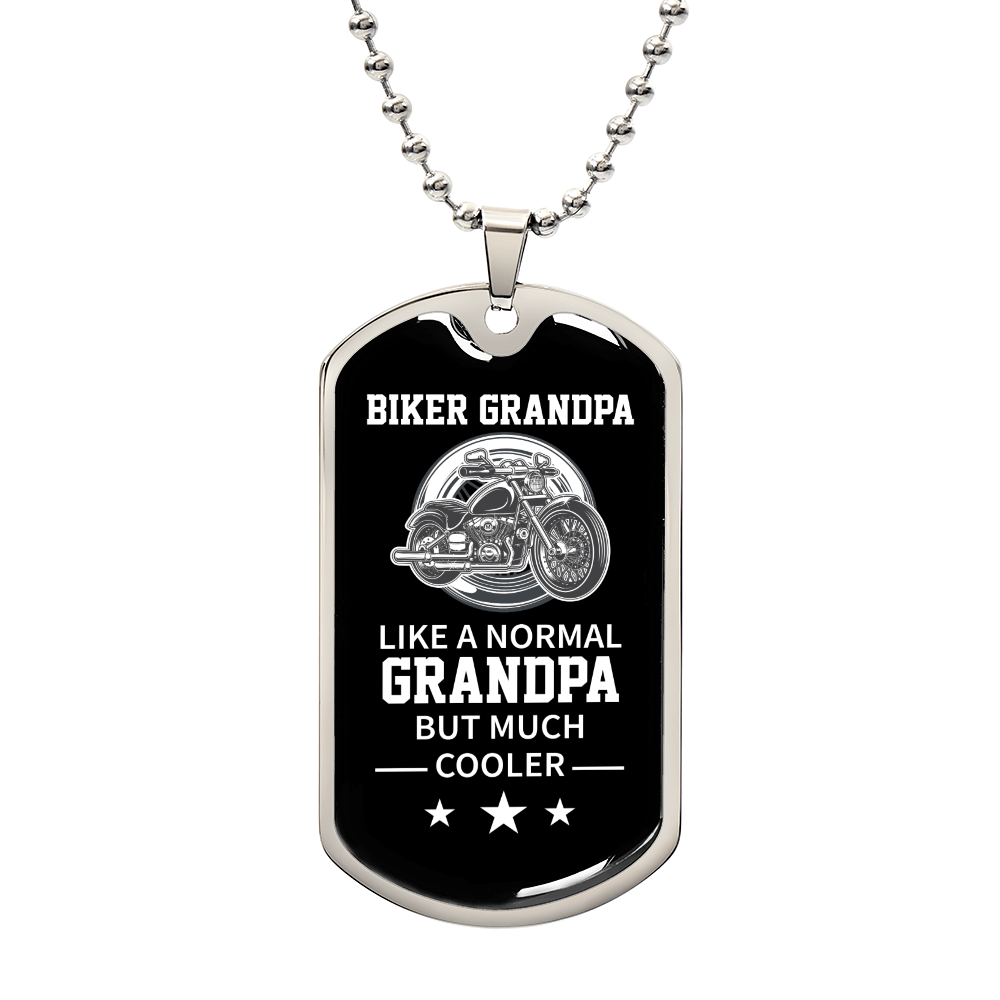 Biker Grandpa Luxury Graphic Dog Tag Necklace - Beauty Belliss