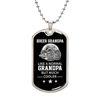 Biker Grandpa Luxury Graphic Dog Tag Necklace - Beauty Belliss