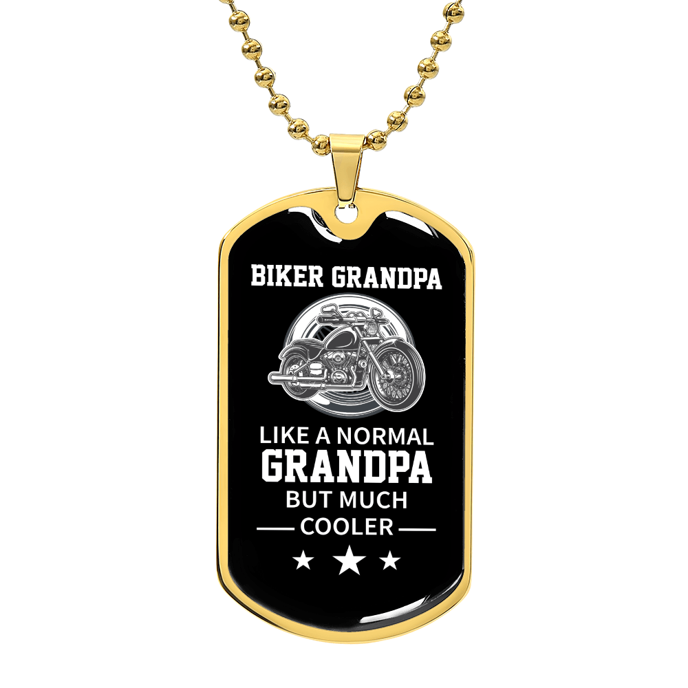 Biker Grandpa Luxury Graphic Dog Tag Necklace - Beauty Belliss