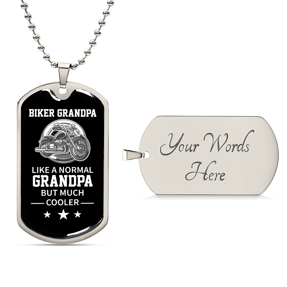 Biker Grandpa Luxury Graphic Dog Tag Necklace - Beauty Belliss