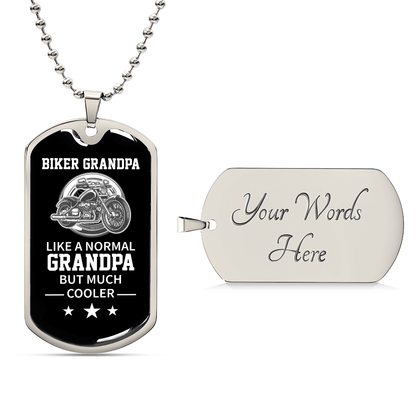 Biker Grandpa Luxury Graphic Dog Tag Necklace - Beauty Belliss