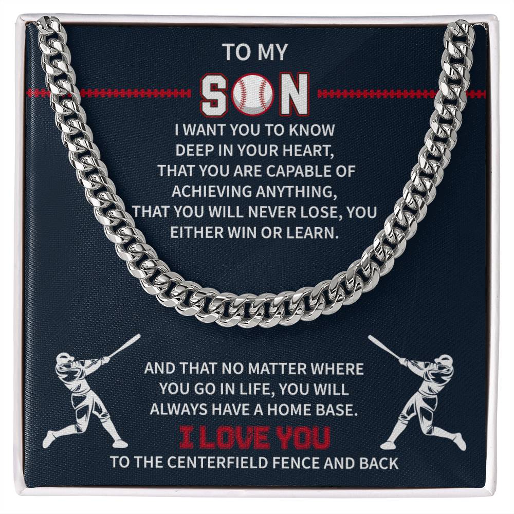 boys baseball necklace displayed as a meaningful gift from mom