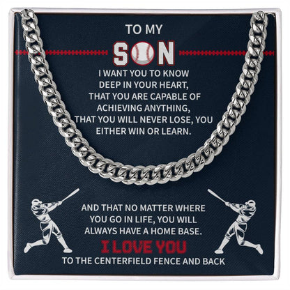 boys baseball necklace displayed as a meaningful gift from mom