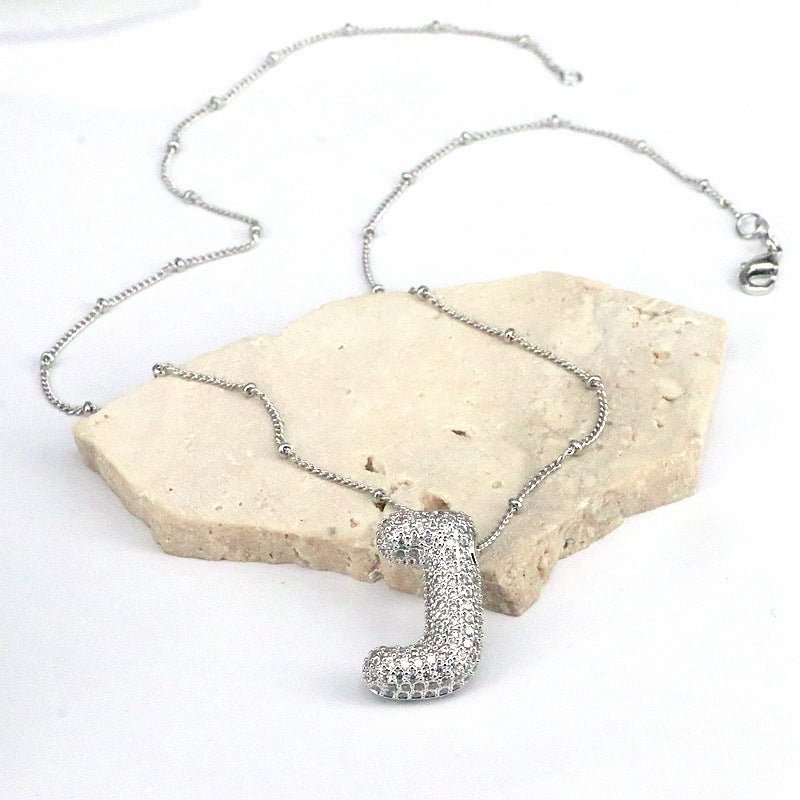 Brass Zircon Letter Pendant Necklace for Women – Personalized & Stylish - Beauty Belliss