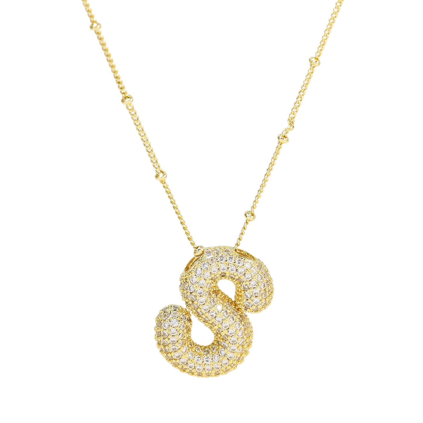 Brass Zircon Letter Pendant Necklace for Women – Personalized & Stylish - Beauty Belliss