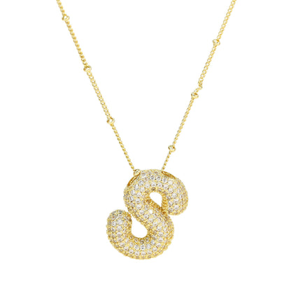Brass Zircon Letter Pendant Necklace for Women – Personalized & Stylish - Beauty Belliss