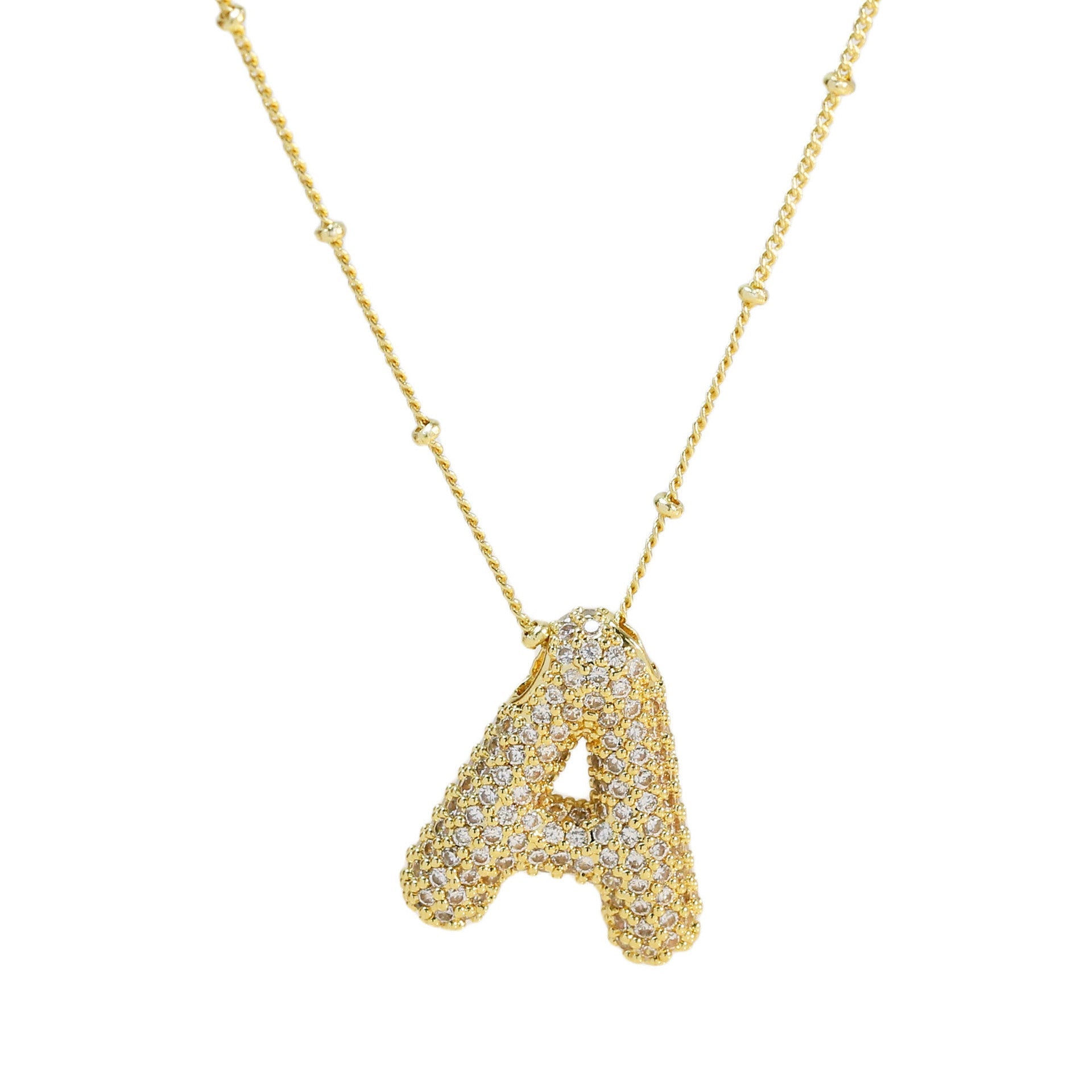Brass Zircon Letter Pendant Necklace for Women – Personalized & Stylish - Beauty Belliss
