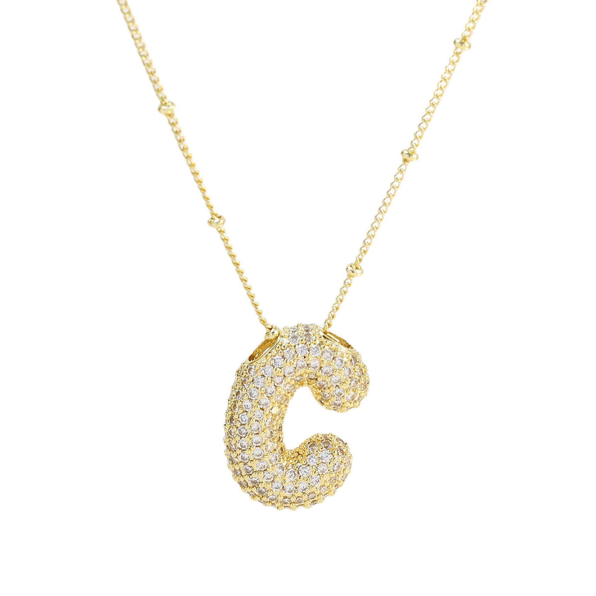 Brass Zircon Letter Pendant Necklace for Women – Personalized & Stylish - Beauty Belliss