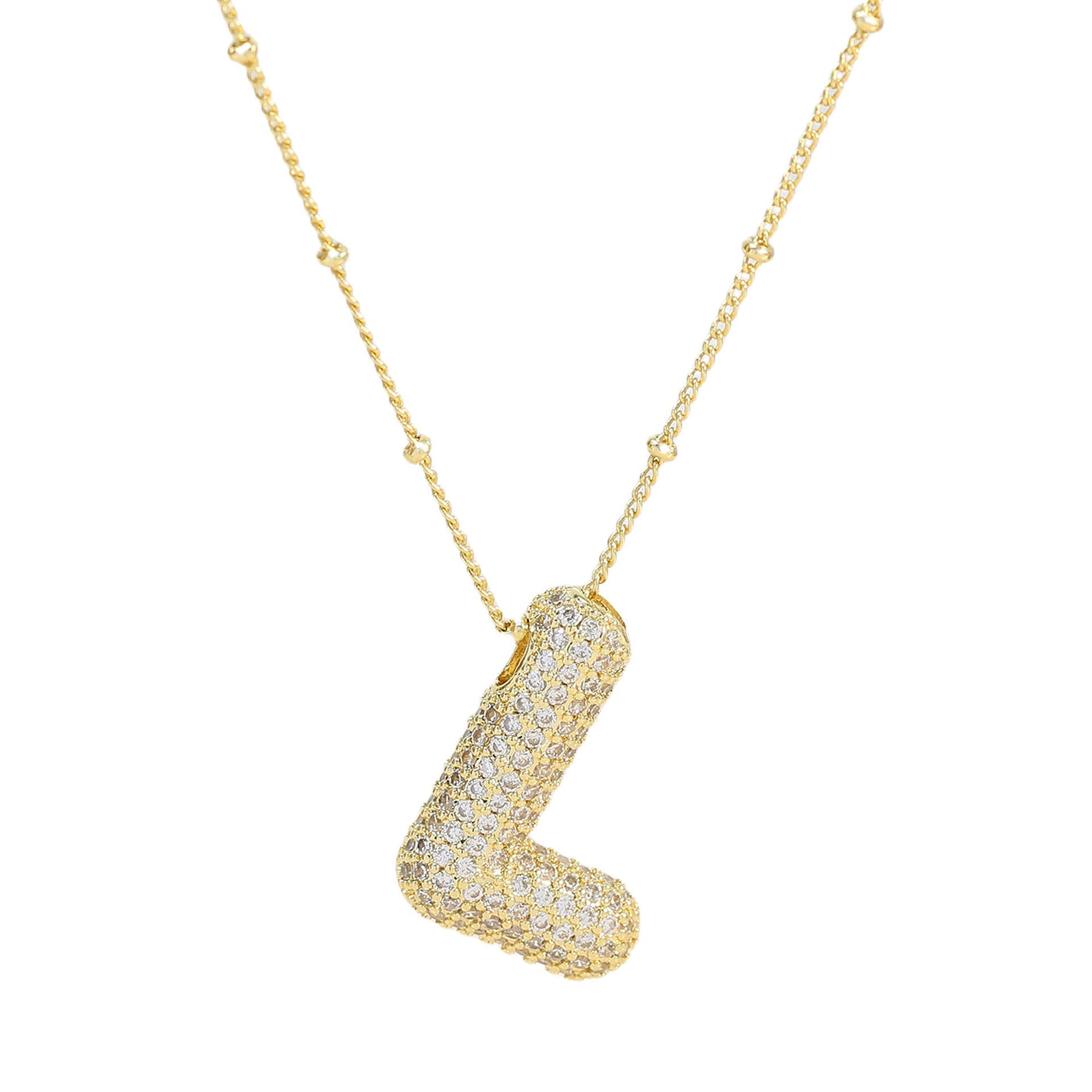 Brass Zircon Letter Pendant Necklace for Women – Personalized & Stylish - Beauty Belliss