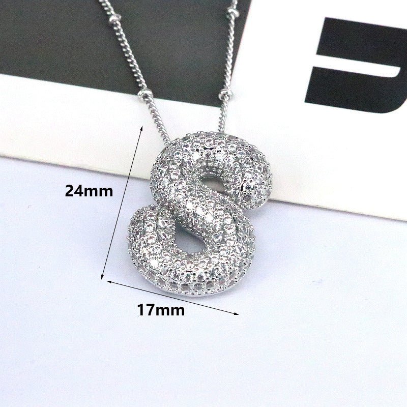 Brass Zircon Letter Pendant Necklace for Women – Personalized & Stylish - Beauty Belliss