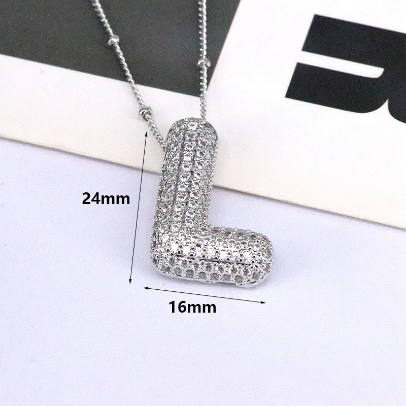 Brass Zircon Letter Pendant Necklace for Women – Personalized & Stylish - Beauty Belliss