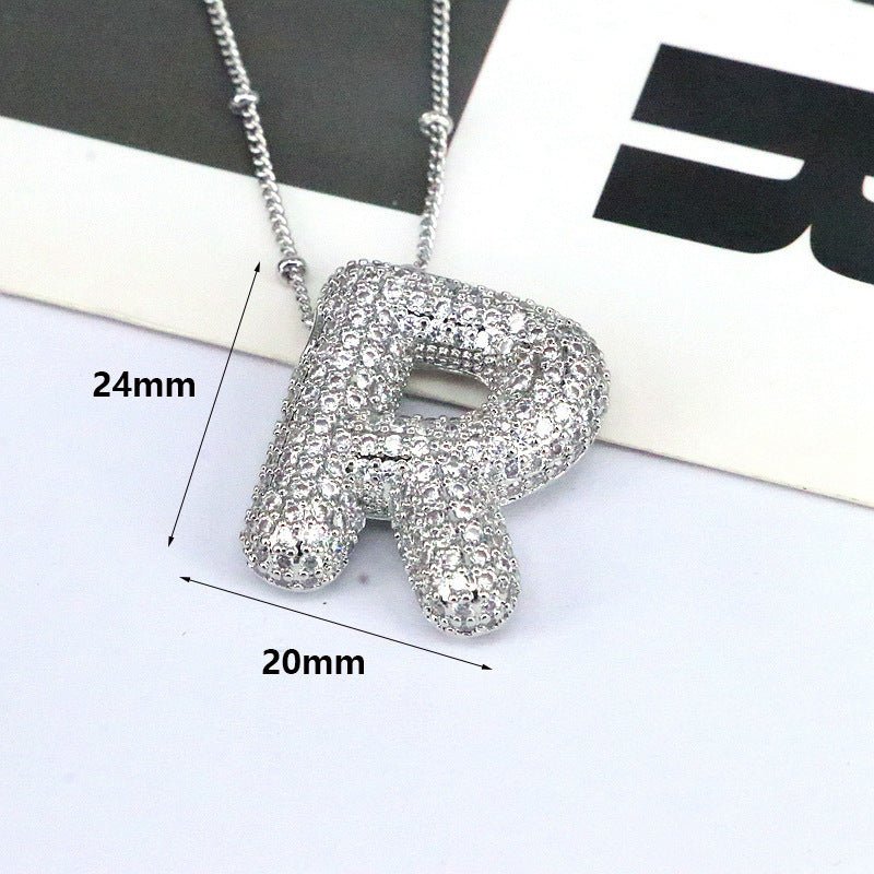 Brass Zircon Letter Pendant Necklace for Women – Personalized & Stylish - Beauty Belliss