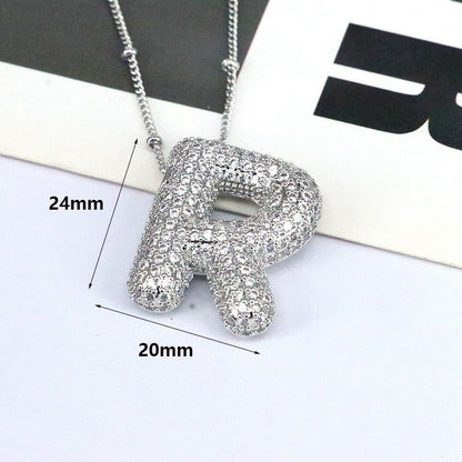 Brass Zircon Letter Pendant Necklace for Women – Personalized & Stylish - Beauty Belliss