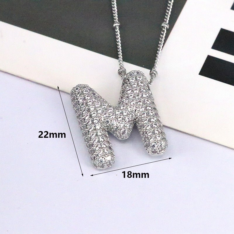 Brass Zircon Letter Pendant Necklace for Women – Personalized & Stylish - Beauty Belliss
