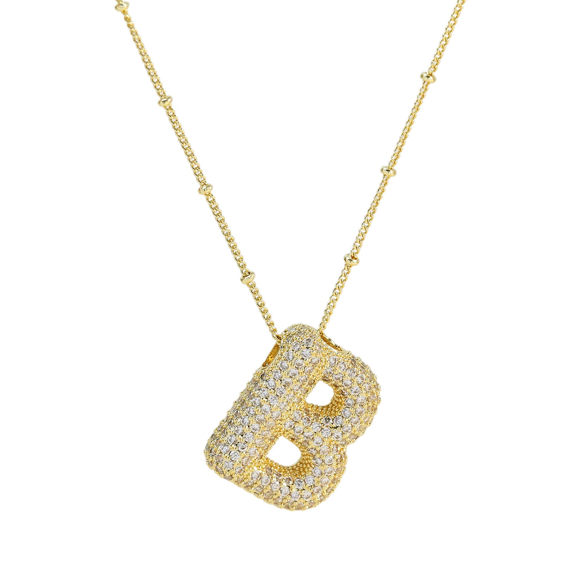 Brass Zircon Letter Pendant Necklace for Women – Personalized & Stylish - Beauty Belliss