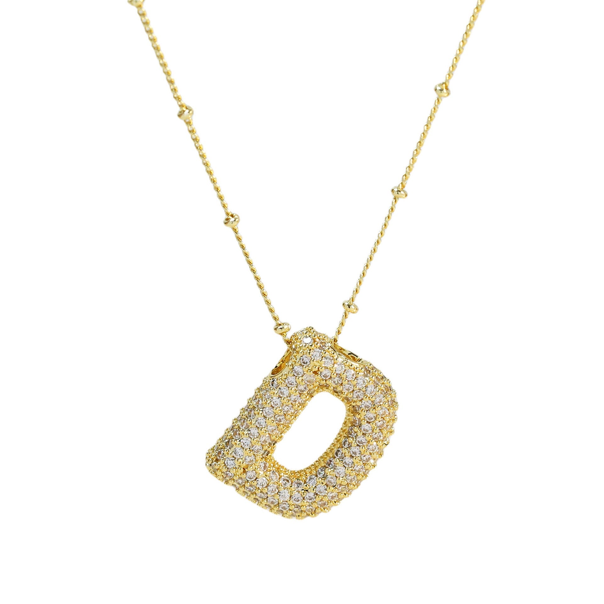 Brass Zircon Letter Pendant Necklace for Women – Personalized & Stylish - Beauty Belliss