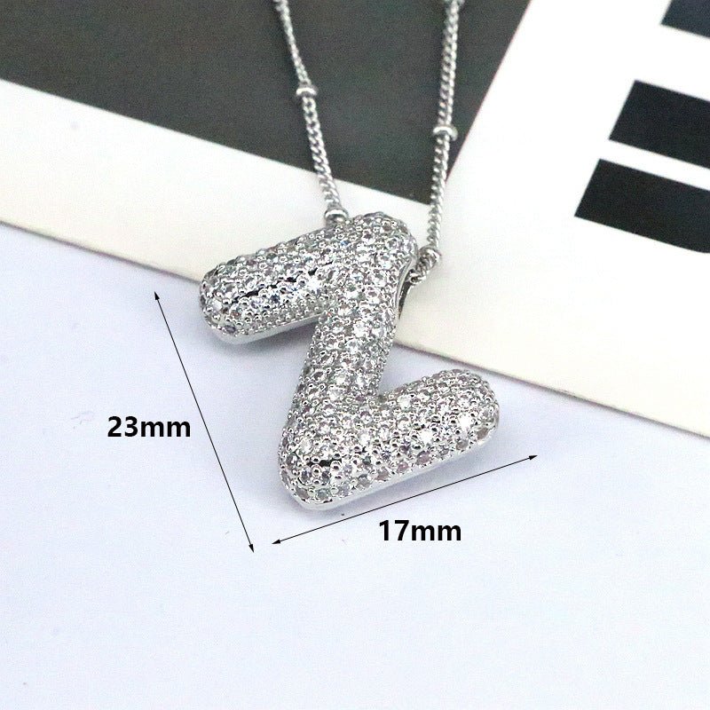 Brass Zircon Letter Pendant Necklace for Women – Personalized & Stylish - Beauty Belliss