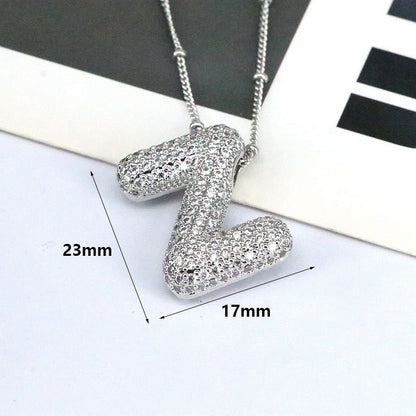 Brass Zircon Letter Pendant Necklace for Women – Personalized & Stylish - Beauty Belliss