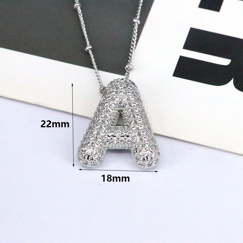 Brass Zircon Letter Pendant Necklace for Women – Personalized & Stylish - Beauty Belliss