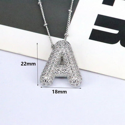 Brass Zircon Letter Pendant Necklace for Women – Personalized & Stylish - Beauty Belliss