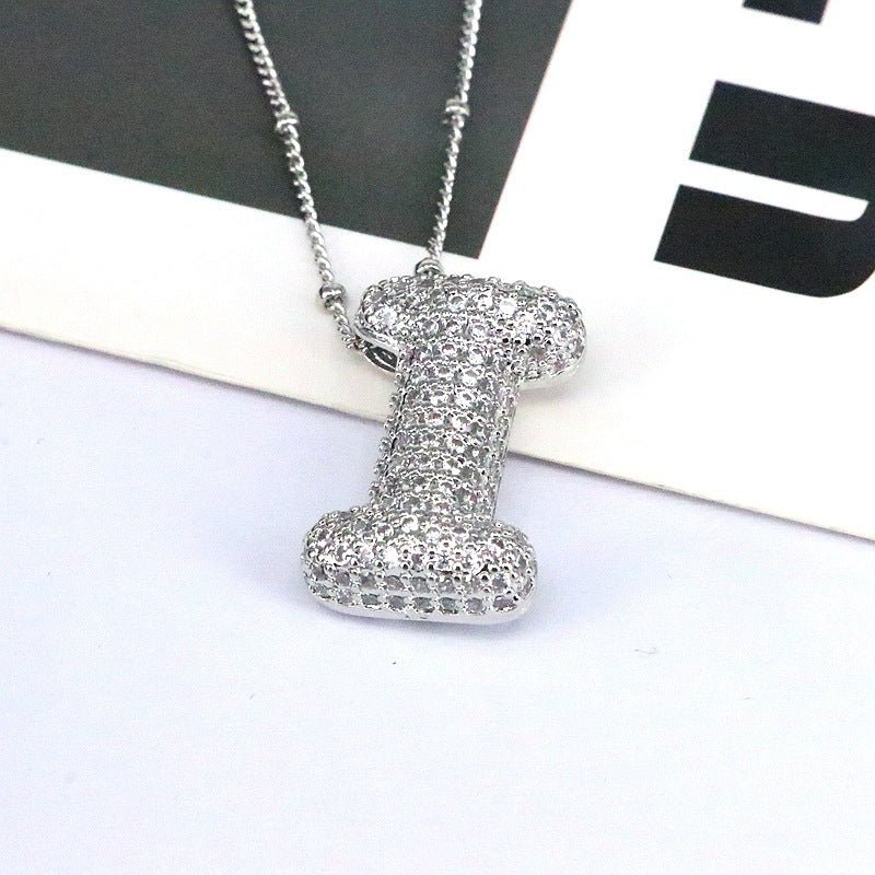 Brass Zircon Letter Pendant Necklace for Women – Personalized & Stylish - Beauty Belliss