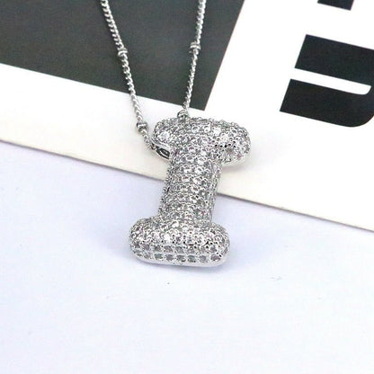 Brass Zircon Letter Pendant Necklace for Women – Personalized & Stylish - Beauty Belliss