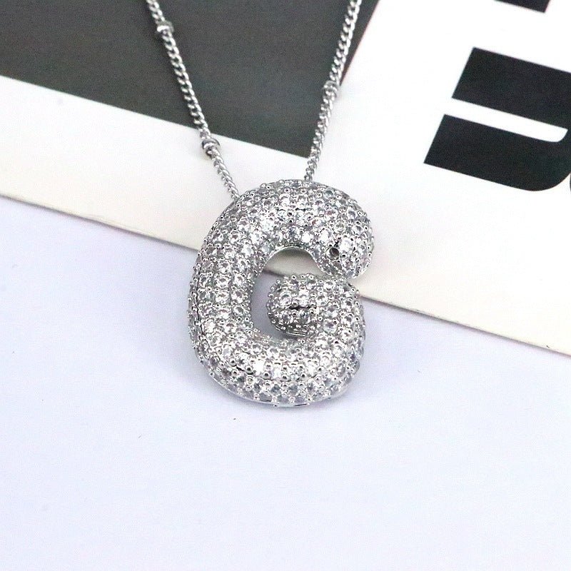 Brass Zircon Letter Pendant Necklace for Women – Personalized & Stylish - Beauty Belliss