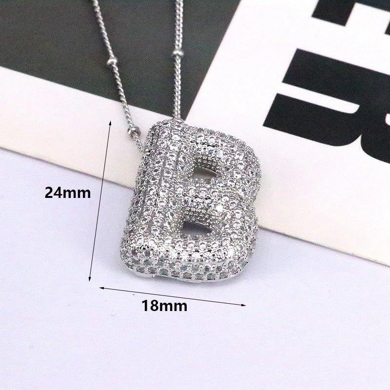 Brass Zircon Letter Pendant Necklace for Women – Personalized & Stylish - Beauty Belliss