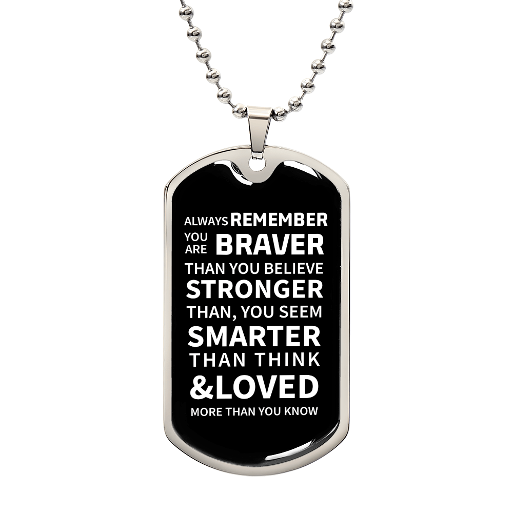 Braver Luxury Graphic Dog Tag Necklace - Beauty Belliss