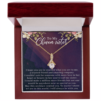 necklace for chosen sister presented in an elegant keepsake gift box