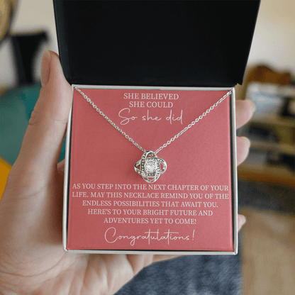 close up of motivational necklace designed to inspire and celebrate achievement