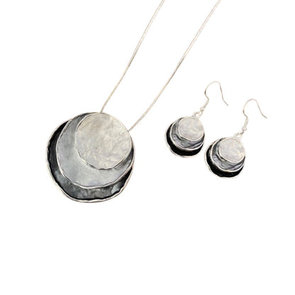 Colorful Oil Painting Design Three - Layer Ring Hollow Pendant Set with Earrings & Necklace - Beauty Belliss