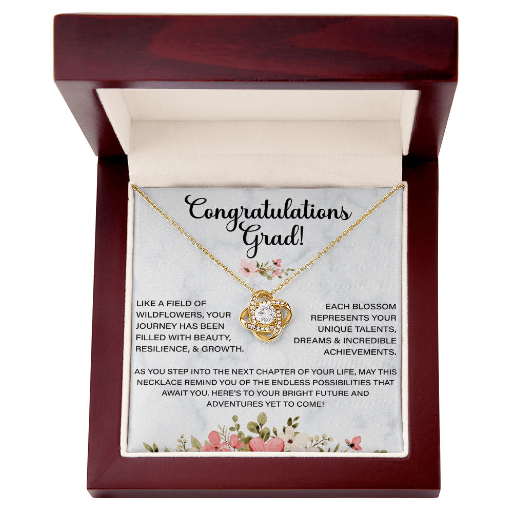 Congratulation grad necklace, Thoughtful Congratulations Graduation Message Card Love Knot Necklace Gifts for Her Women, Behind You All Your Memories Dreams Love Good Wishes Inspirational Gifts Congratulate the Special Graduate - Beauty Belliss