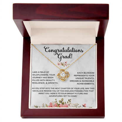 Congratulation grad necklace, Thoughtful Congratulations Graduation Message Card Love Knot Necklace Gifts for Her Women, Behind You All Your Memories Dreams Love Good Wishes Inspirational Gifts Congratulate the Special Graduate - Beauty Belliss