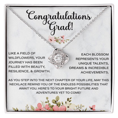 Congratulation grad necklace, Thoughtful Congratulations Graduation Message Card Love Knot Necklace Gifts for Her Women, Behind You All Your Memories Dreams Love Good Wishes Inspirational Gifts Congratulate the Special Graduate - Beauty Belliss
